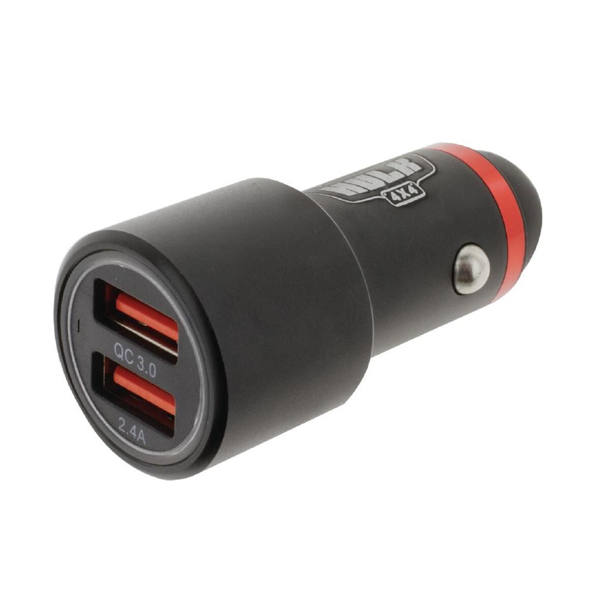 DUAL USB IN CAR SOCKET CHARGER PORT 1:QC3 PORT 2: 2.4a BLUE LED, , scaau_hi-res
