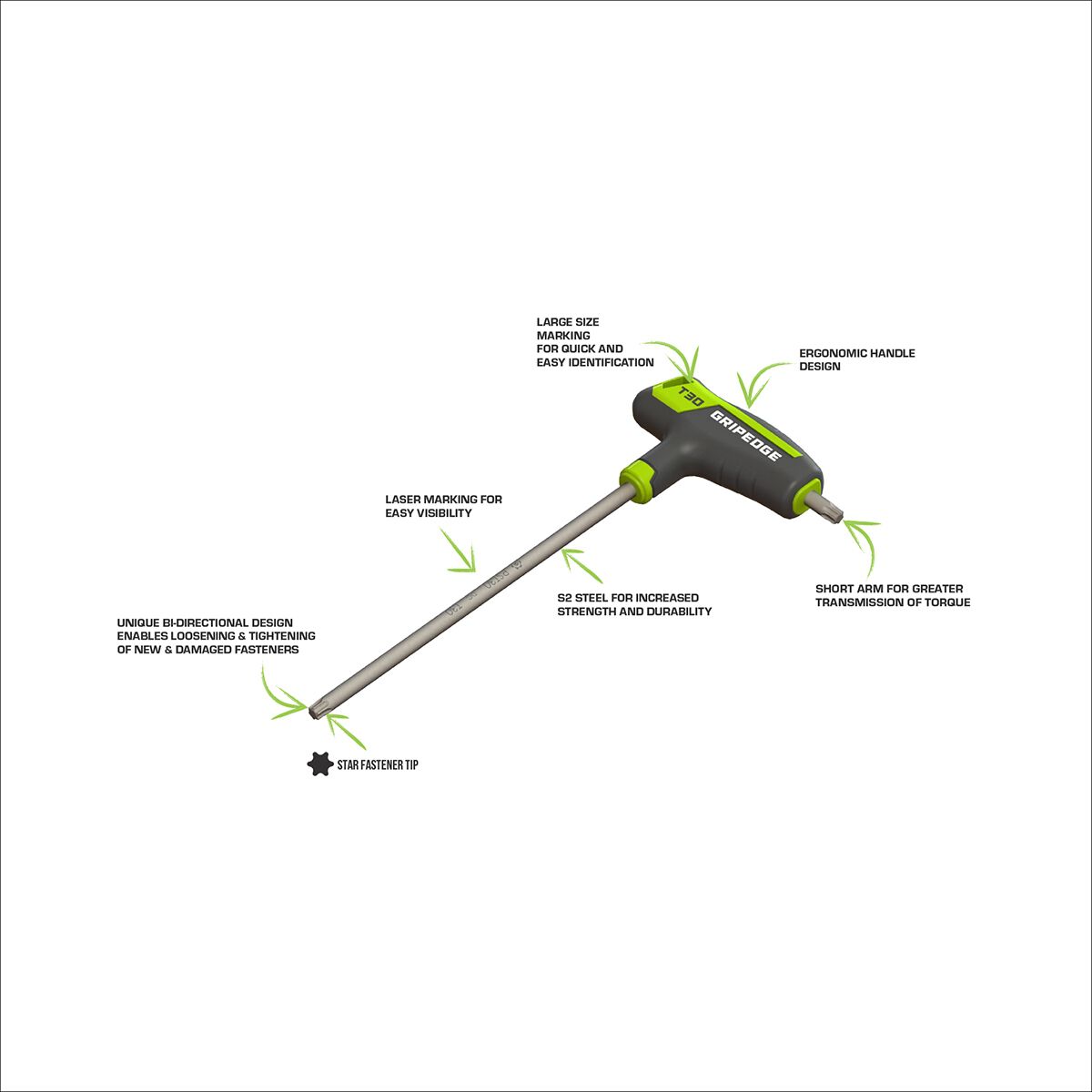 GRIPEDGE STAR T HANDLE SET 8PC, , scaau_hi-res