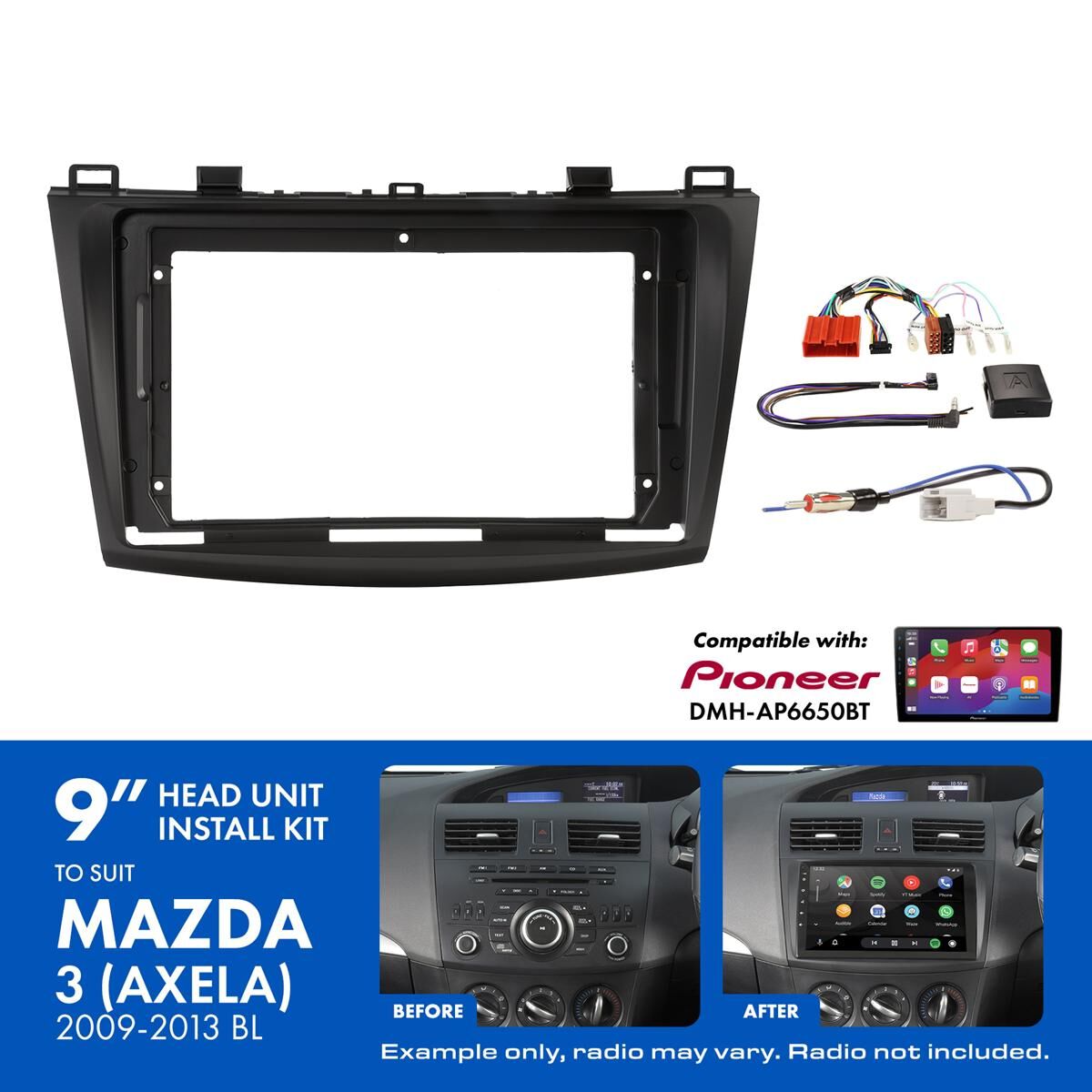 9" HEAD UNIT INSTALL KIT TO SUIT MAZDA 3 2009-2013, , scaau_hi-res