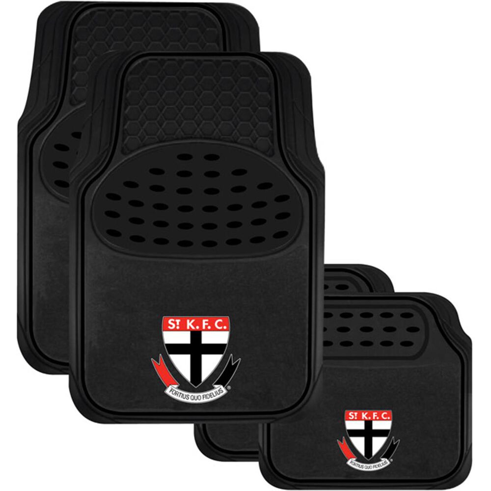 AFL Floor Mats St Kilda, Combo Rubber/Carpet, Black, Set Of 4
