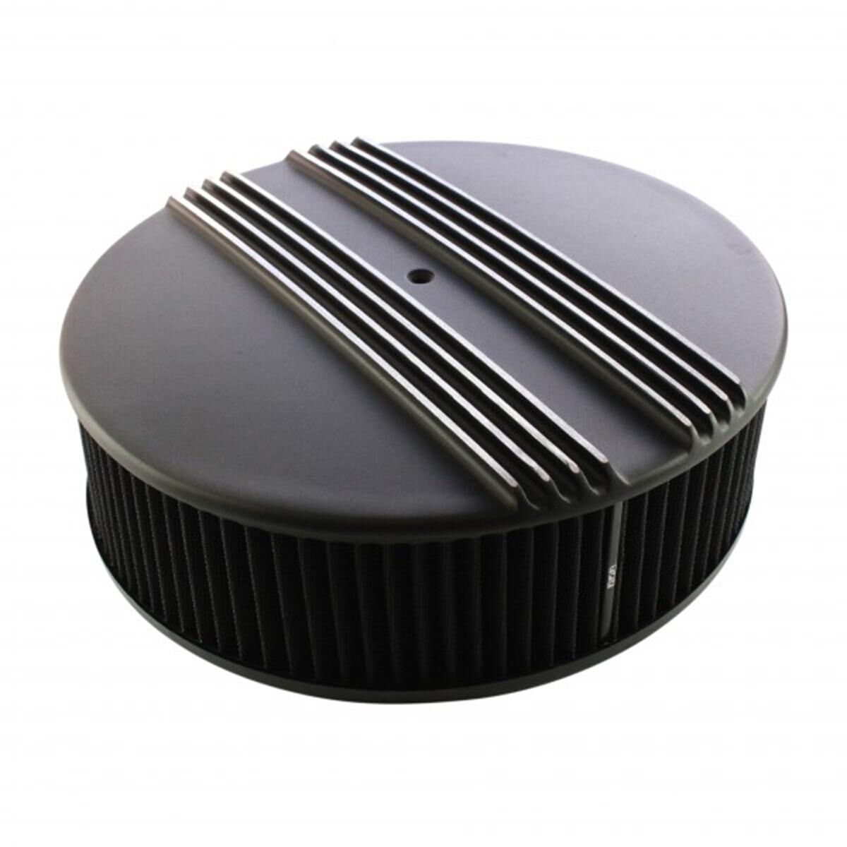 Air Cleaner 14 x 4 Round Half Finned Aluminium Black with Black Element, , scaau_hi-res