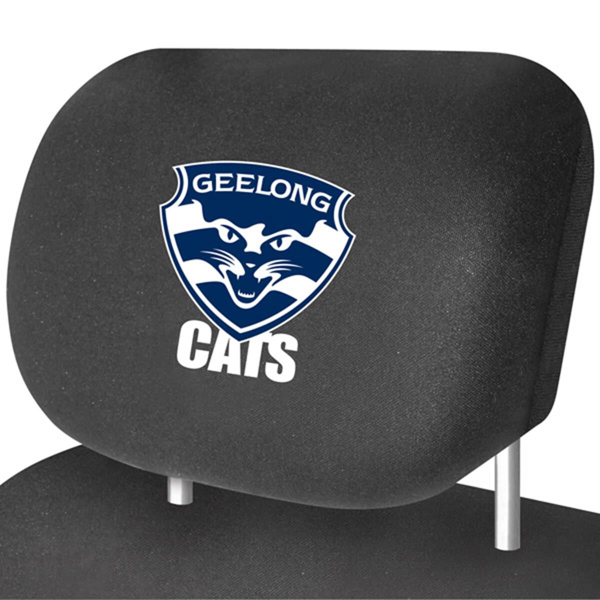 AFL CAR HEAD REST COVER - PAIR GEELONG, , scaau_hi-res