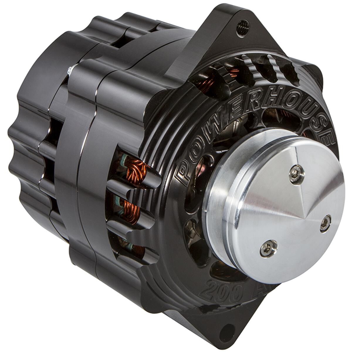 CVR BILLET 200 AMP ALTERNATOR ONE WIRE. V-PULLEY BLACK, , scaau_hi-res