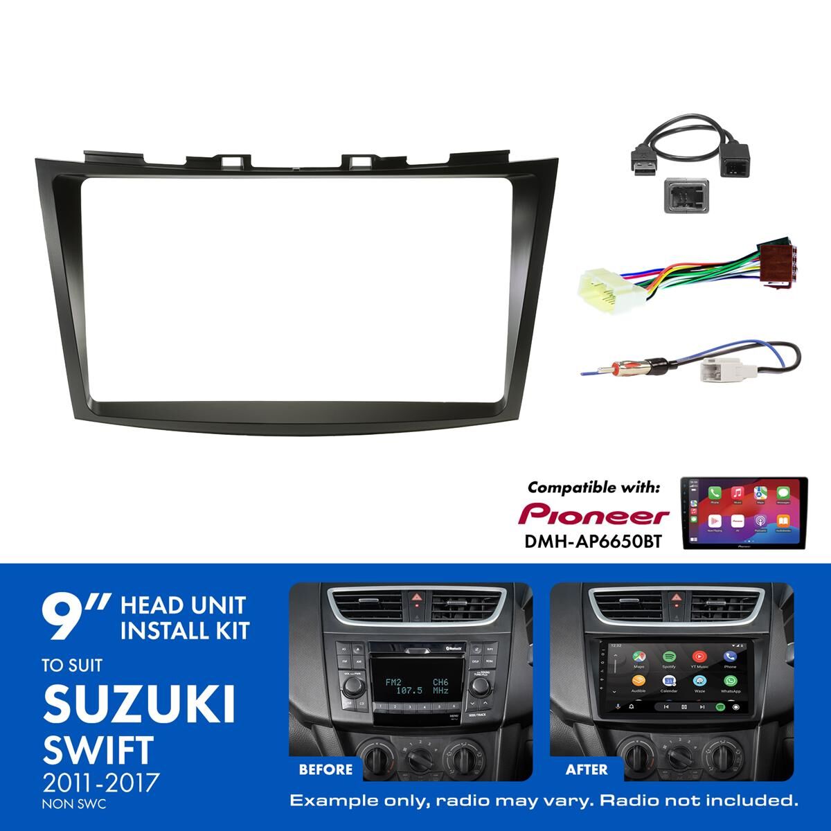 9" HEAD UNIT INSTALL KIT TO SUIT SUZUKI SWIFT 2011-2017, , scaau_hi-res