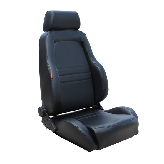 SPORTS SEAT BLACK PU LEATHER WITH HEAD REST AND ADJUSTABLE LUMBAR, , scaau_hi-res