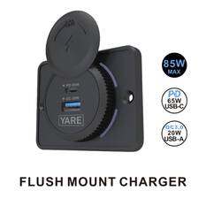 FLUSH MOUNT DUAL USB CHARGER 12/24V USB-C/USB-A Output 65W/20W BLACK - FMC6520CAB, , scaau_hi-res