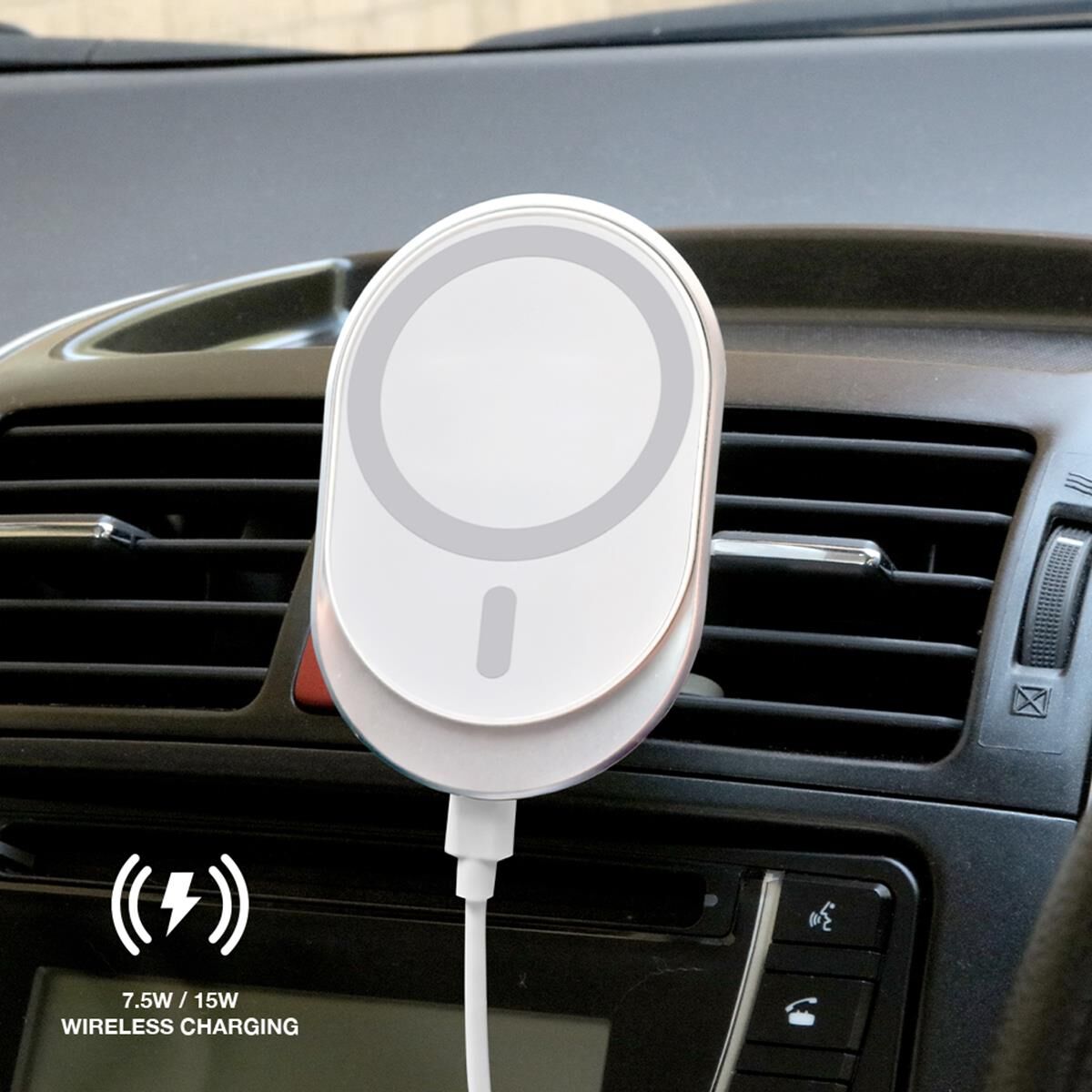 LASER MAGSAFE CAR VENT MOUNT WITH 15W WIRELESS CHARGING - FAST, VERSATILE, MAGNETIC ALIGNMENT, , scaau_hi-res