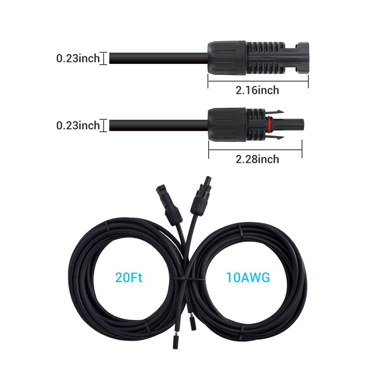 20FT SOLAR ADAPTOR KIT CABLES 10AWG CONNECTING SOLAR PANEL TO CONTROLLER, , scaau_hi-res