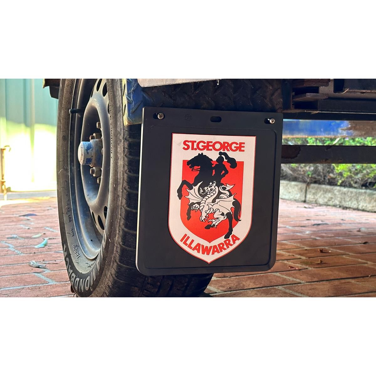250MM DROP X 230MM WIDTH BLACK MONO MUDFLAP  - ST GEORGE, , scaau_hi-res