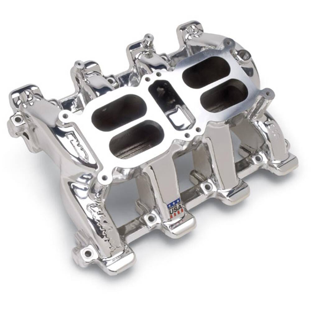 Edelbrock RPM Air Gap Intake Manifold Dual Carb Endurashine Finish
