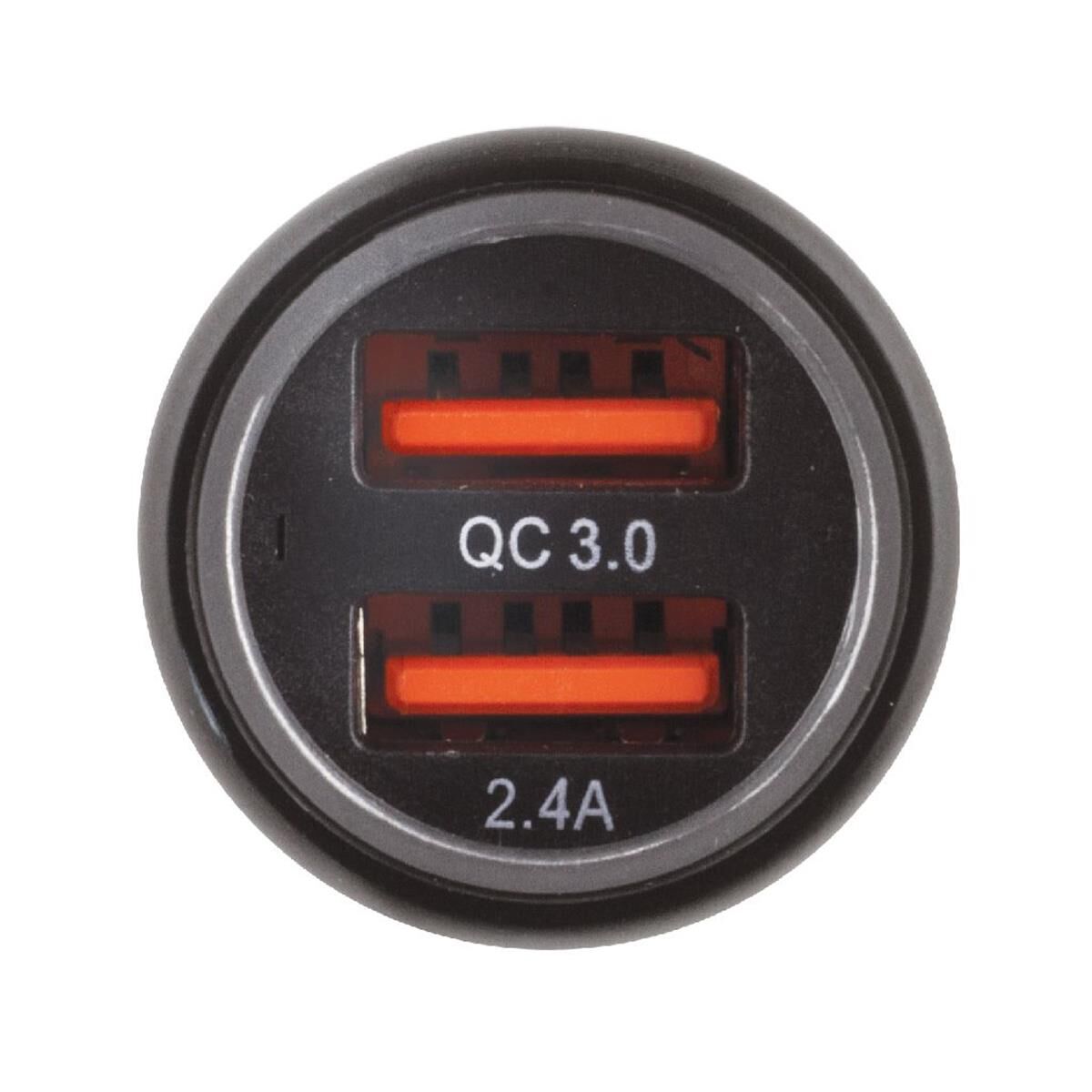 DUAL USB IN CAR SOCKET CHARGER PORT 1:QC3 PORT 2: 2.4a BLUE LED, , scaau_hi-res