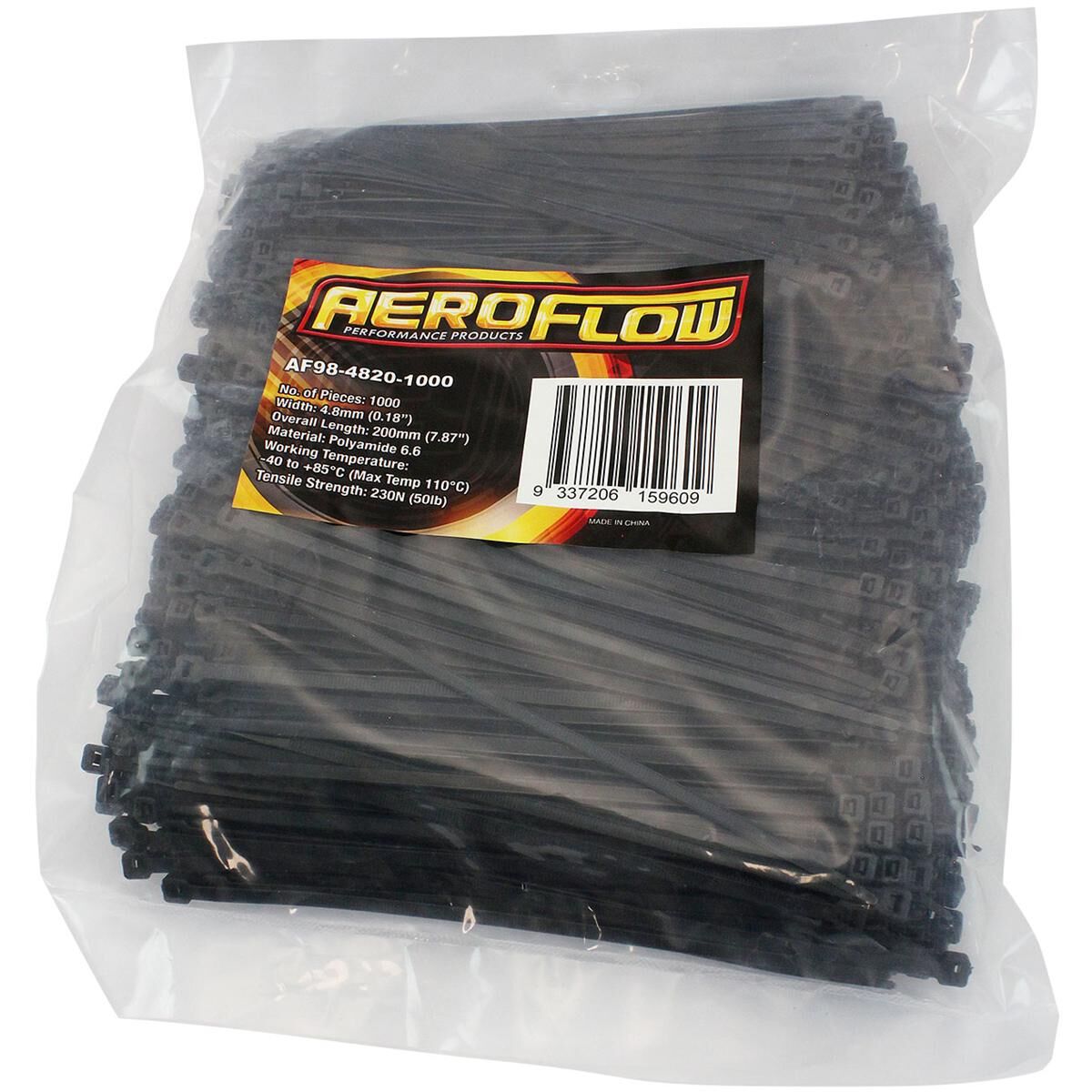 CABLE TIES 4.8MM X 200MM 1000 PACK BLACK ZIP TIE PA66, , scaau_hi-res