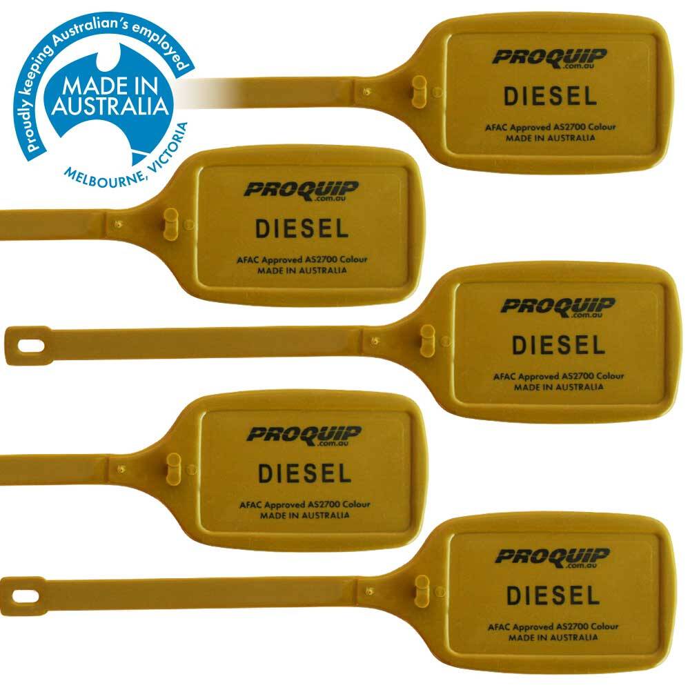 Fuel Loading Tags Pro Quip Fuel Id Tag 5Pk Olive Yellow Diesel - 11041 | Supercheap Auto