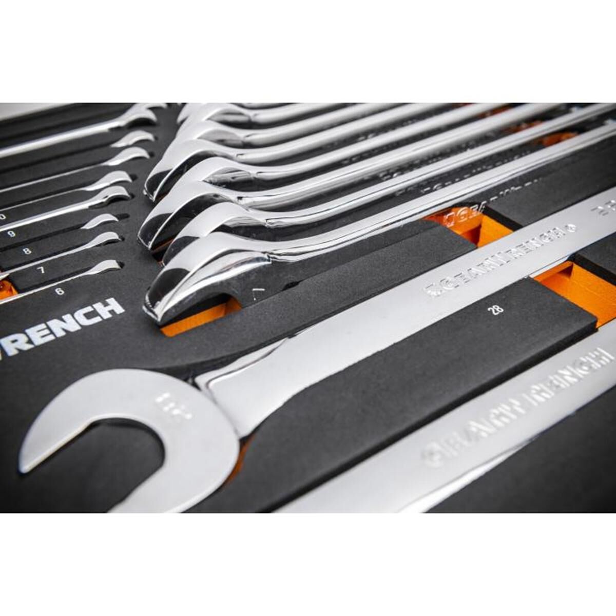 24 PIECE 12 POINT LONG PATTERN COMBINATION METRIC WRENCH SET IN FOAM STORAGE TRAY, , scaau_hi-res