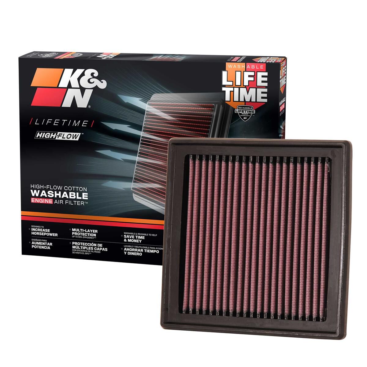 K&N HI-FLOW AIR FILTER - REUSABLE, , scaau_hi-res