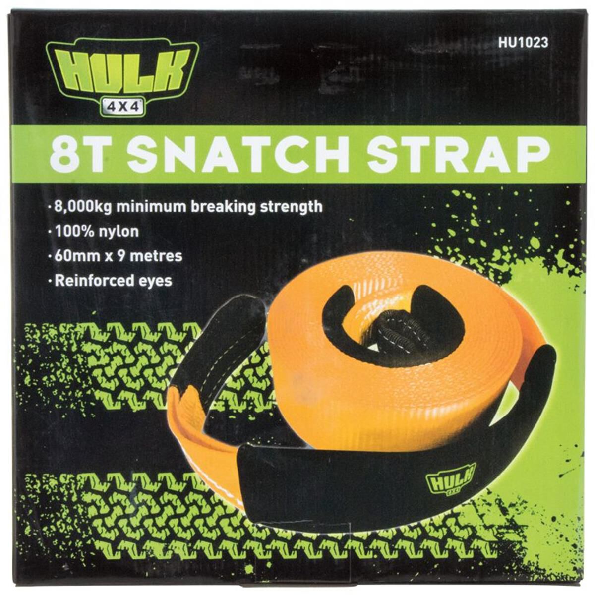 SNATCH STRAP 8,000kg 100% NYLON ORANGE 60mm x 9m, , scaau_hi-res
