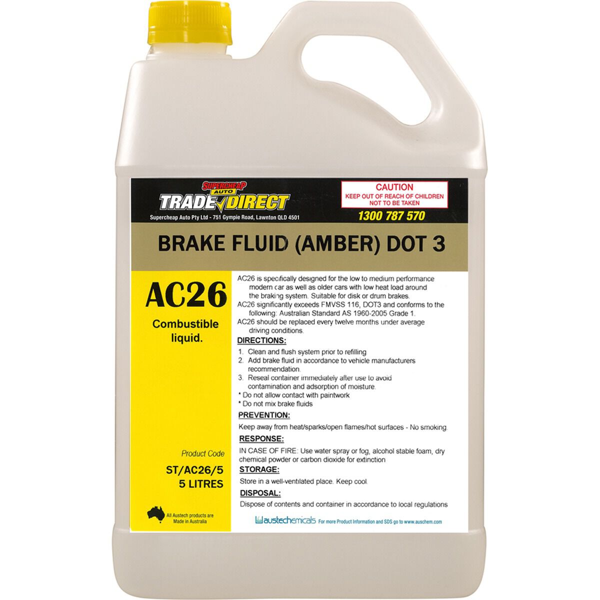 SUPERCHEAP AUTO TRADE DOT 3 BRAKE FLUID 5L, , scaau_hi-res