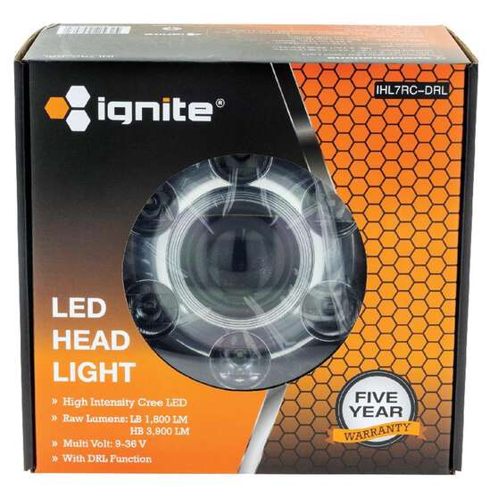 7" LED H/LIGHT 9-36V HIGH /LOWBEAM / DRL CHRM FACE 7LEDs 65W1450 LOW 3100Lmns HIGH, , scaau_hi-res