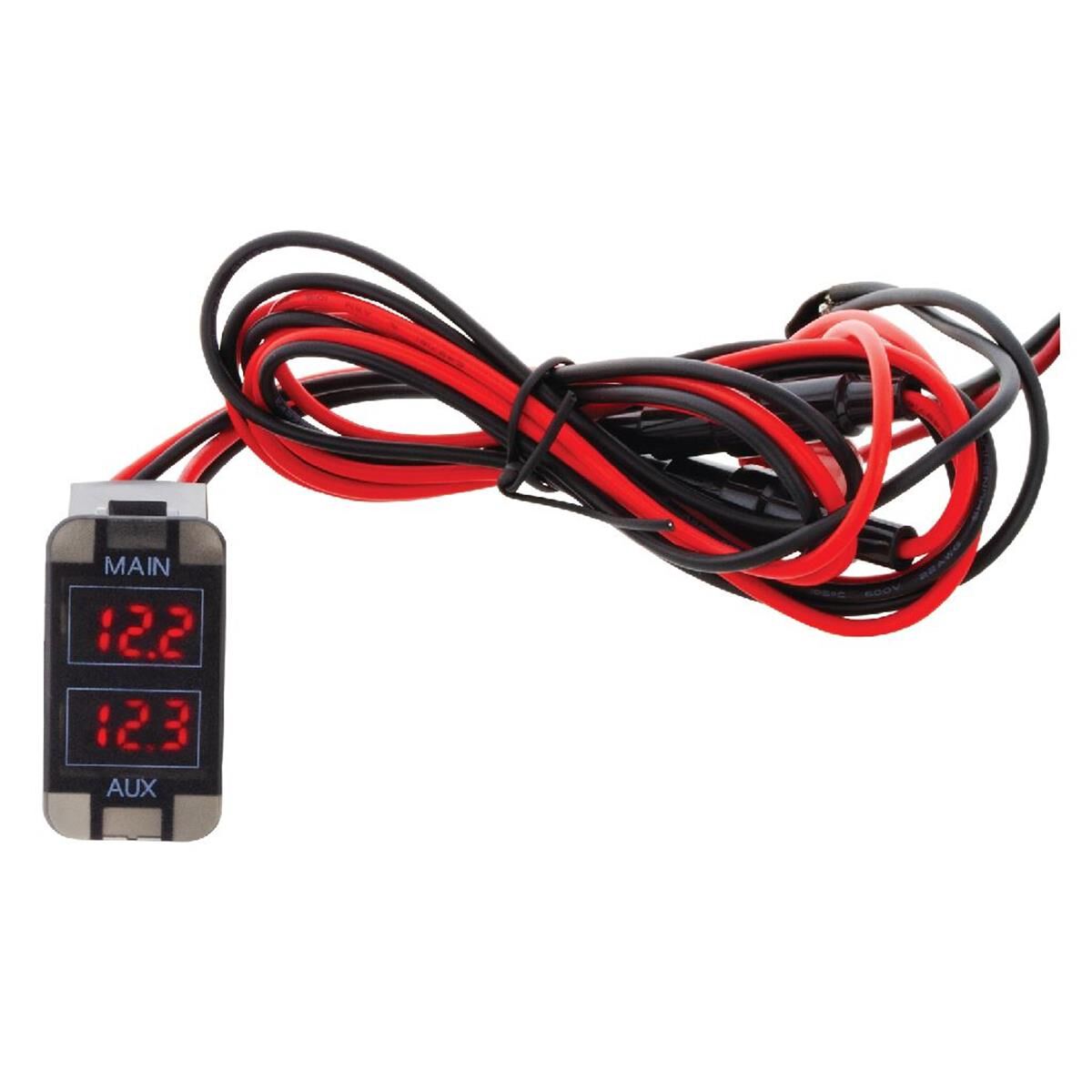 DUAL BATTERY VOLTMETER EARLY TOYOTA RED LED BULK PACK, , scaau_hi-res
