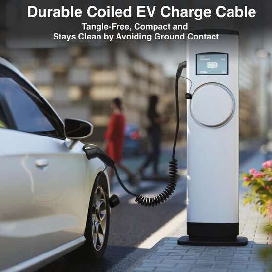 LASER 2.5M TYPE 2 TO TYPE 2 EV CHARGING CABLE – 22KW, 32A, IP55, COILED DESIGN, FAST CHARGE, , scaau_hi-res