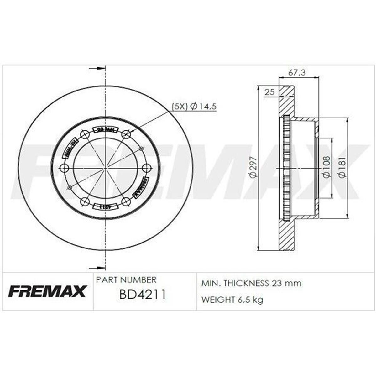 FREMAX+PRO-LINE BRAKE BUNDLEHILUX (KUN26) 3.0L 4WD 2006-15 TOYOTA FRONT 297MM, , scaau_hi-res
