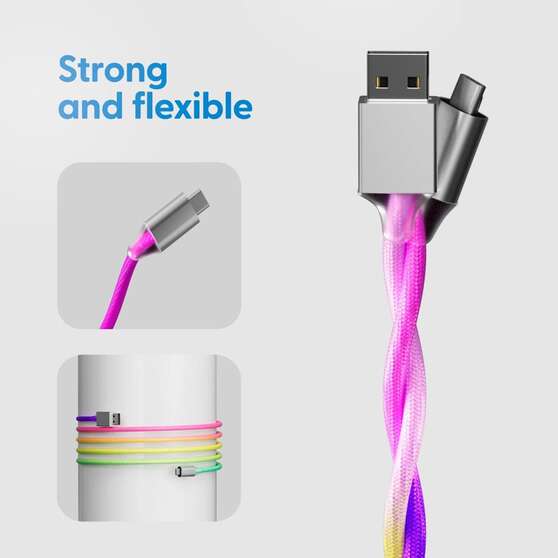 LASER RAINBOW USB C NYLON-BRAIDED CHARGING CABLE 1M – FAST CHARGE, DURABLE, TANGLE-FREE, , scaau_hi-res