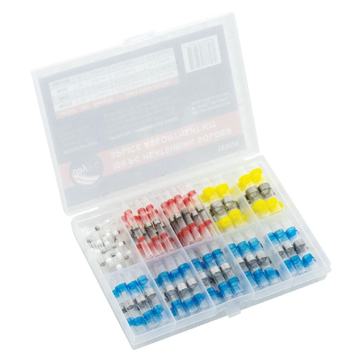100 PC HEATSHRINK SOLDER SPLICE ASSORTMENT KIT - CONNECTORS CRIMP TERMINALS, , scaau_hi-res