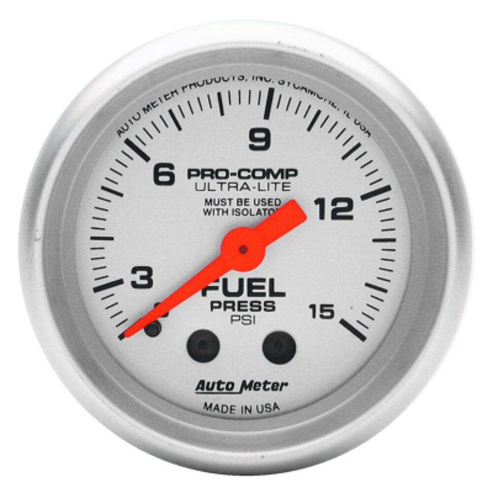 Autometer Ultra Lite Fuel Pressure Gauge Mechanical 0 15 PSI, 2 1/