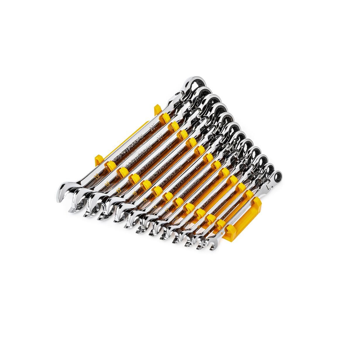 12 PIECE 90-TOOTH 12 POINT FLEX HEAD RATCHETING COMBINATION METRIC WRENCH SET, , scaau_hi-res