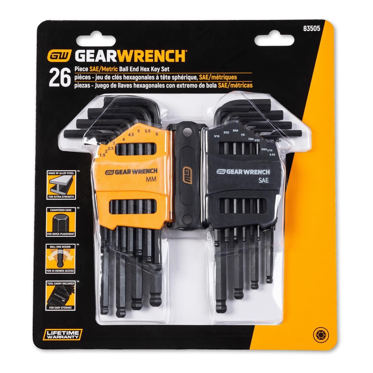 26 PIECE SAE/METRIC BALL END LONG ARM HEX KEY SET, , scaau_hi-res