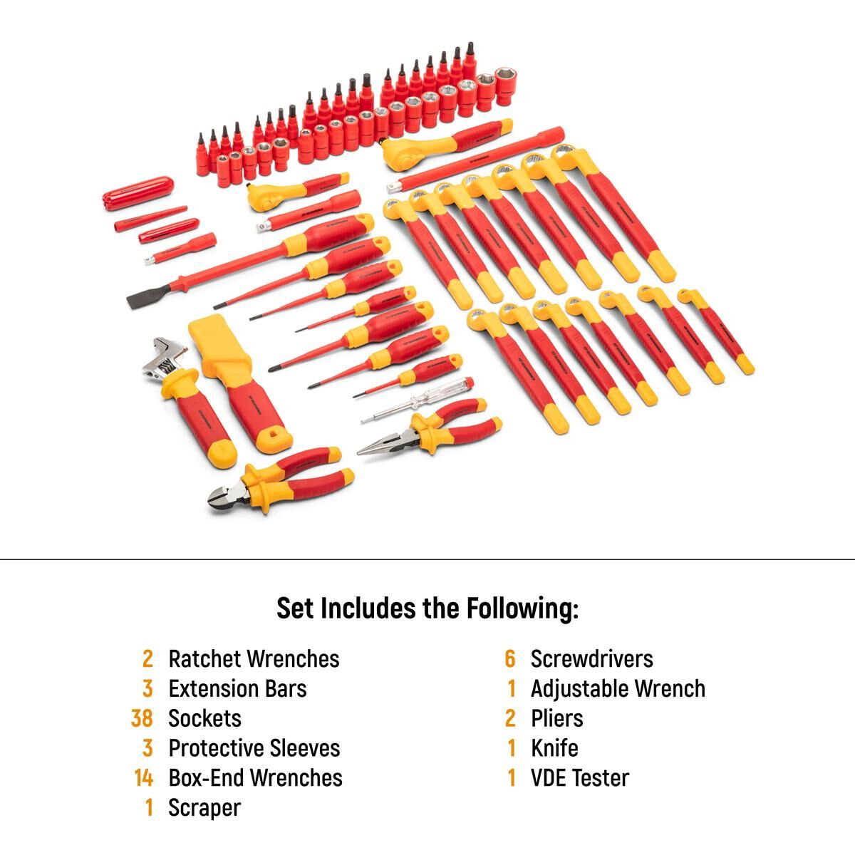 72 PIECE 1/4" AND 3/8" DRIVE VDE INSULATED TOOL SET, , scaau_hi-res