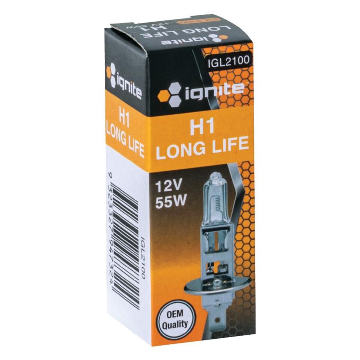 PKT 1 H1 HALOGEN GLOBE 12V 55WP14.5s BASE LONG LIFE BOX, , scaau_hi-res
