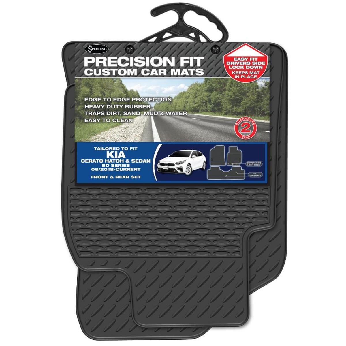 SPERLING PRECISION FIT PVC CUSTOM FLOOR MATS SUITS KIA CERATO (BD) HATCH SEDAN 2018-ON, , scaau_hi-res