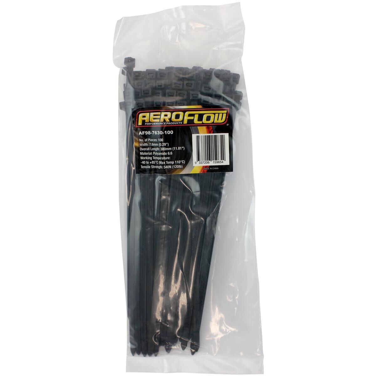 CABLE TIES 7.6MM X 300MM 100 PACK BLACK ZIP TIE PA66, , scaau_hi-res