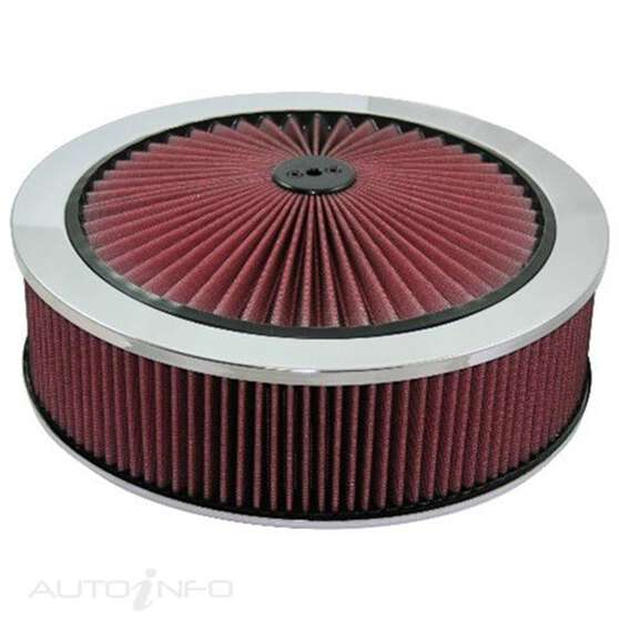 CHROME HI FLOW ASS FIT 2&4BBL HOLLEY 14IN X 55MM, , scaau_hi-res