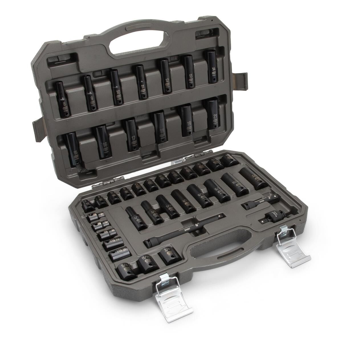 44 PC. 3/8&rdquo; DRIVE 6 POINT STANDARD & DEEP IMPACT METRIC & SAE SOCKET SET, , scaau_hi-res