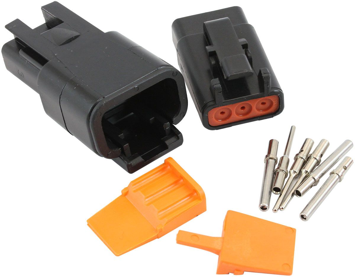 WEATHERTIGHT DTM 3 PIN BLACK CONNECTOR KIT DEUTSCH DTM STYL, , scaau_hi-res