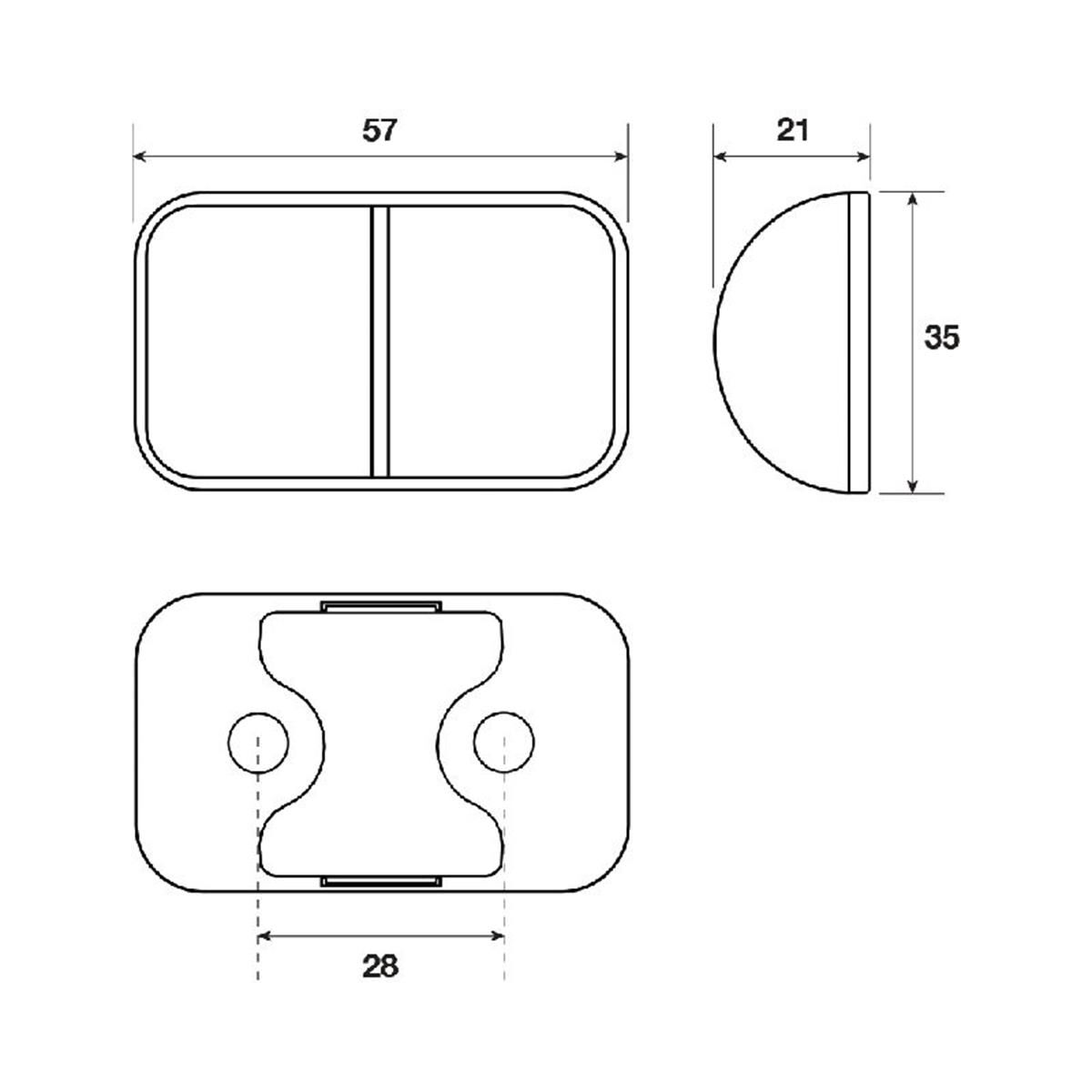 LED FRONT END OUTLNE MARKR LMP10-30V 2 LED's BLCK HSNG CLEAR LENS 57 x 35 x 21mm, , scaau_hi-res