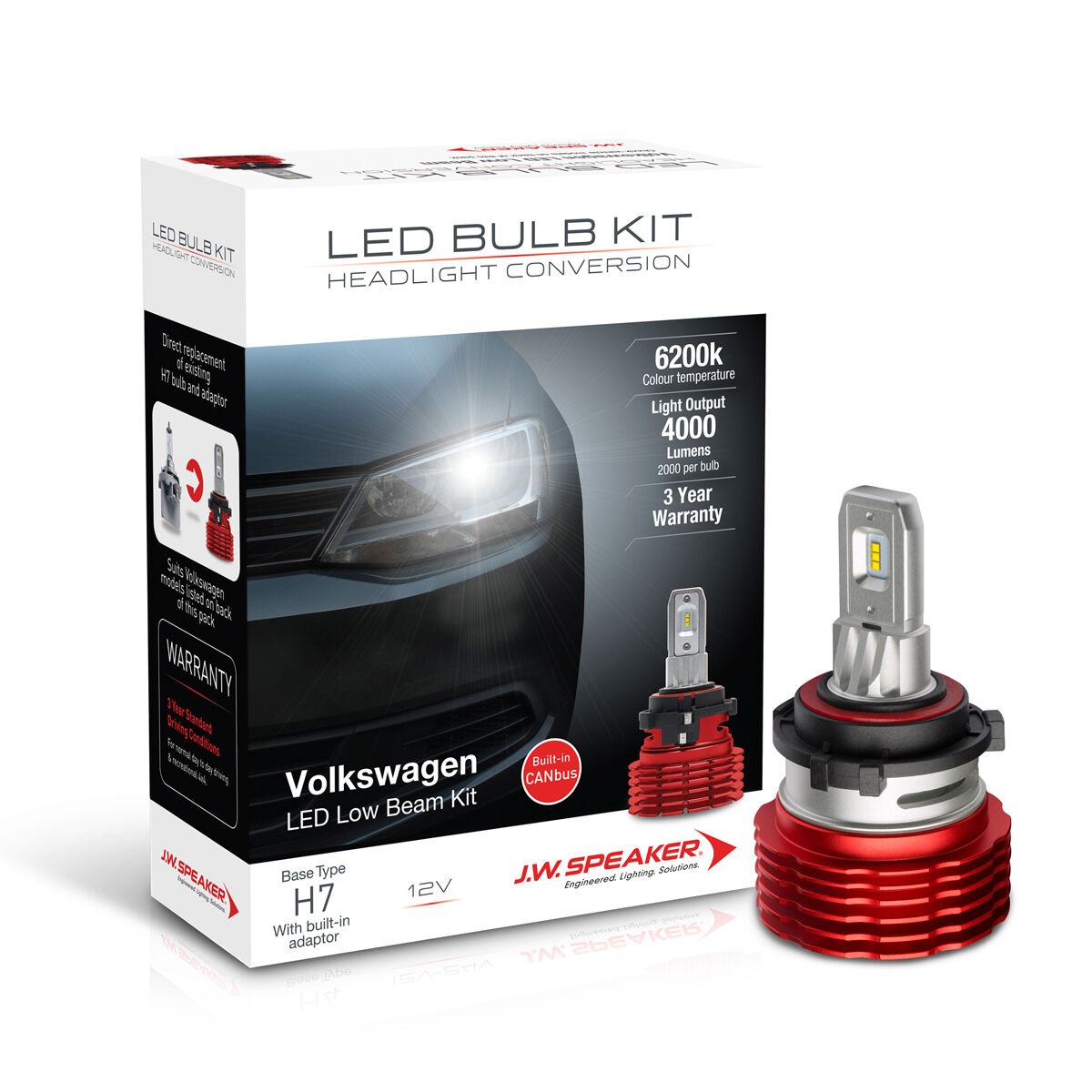 LED H7 VW Low Beam Headlight Kit 12V, , scaau_hi-res