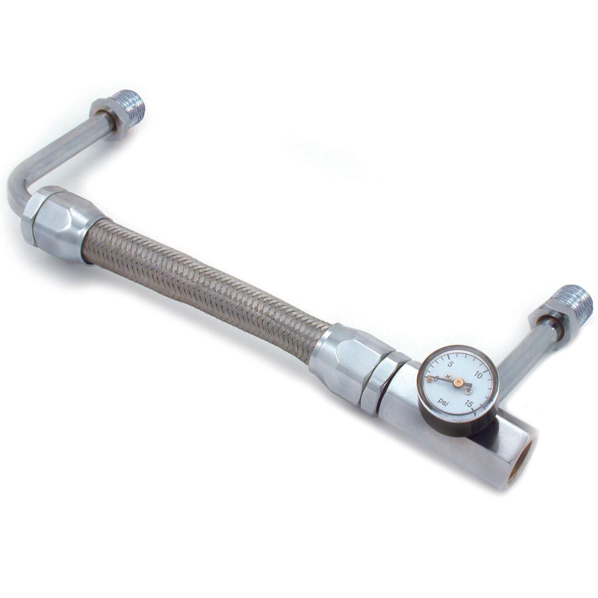 TFI Racing Dual Feed Fuel Line with Gauge Chrome Magnaclamps - 66-092 ...