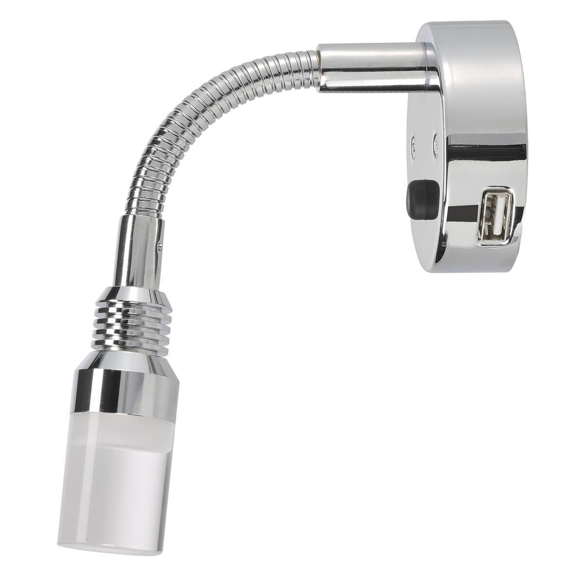 NARVA 12V SILVER INTERIOR LAMP WITH TOUCH SWITCH & 2A USB SOCKET, , scaau_hi-res