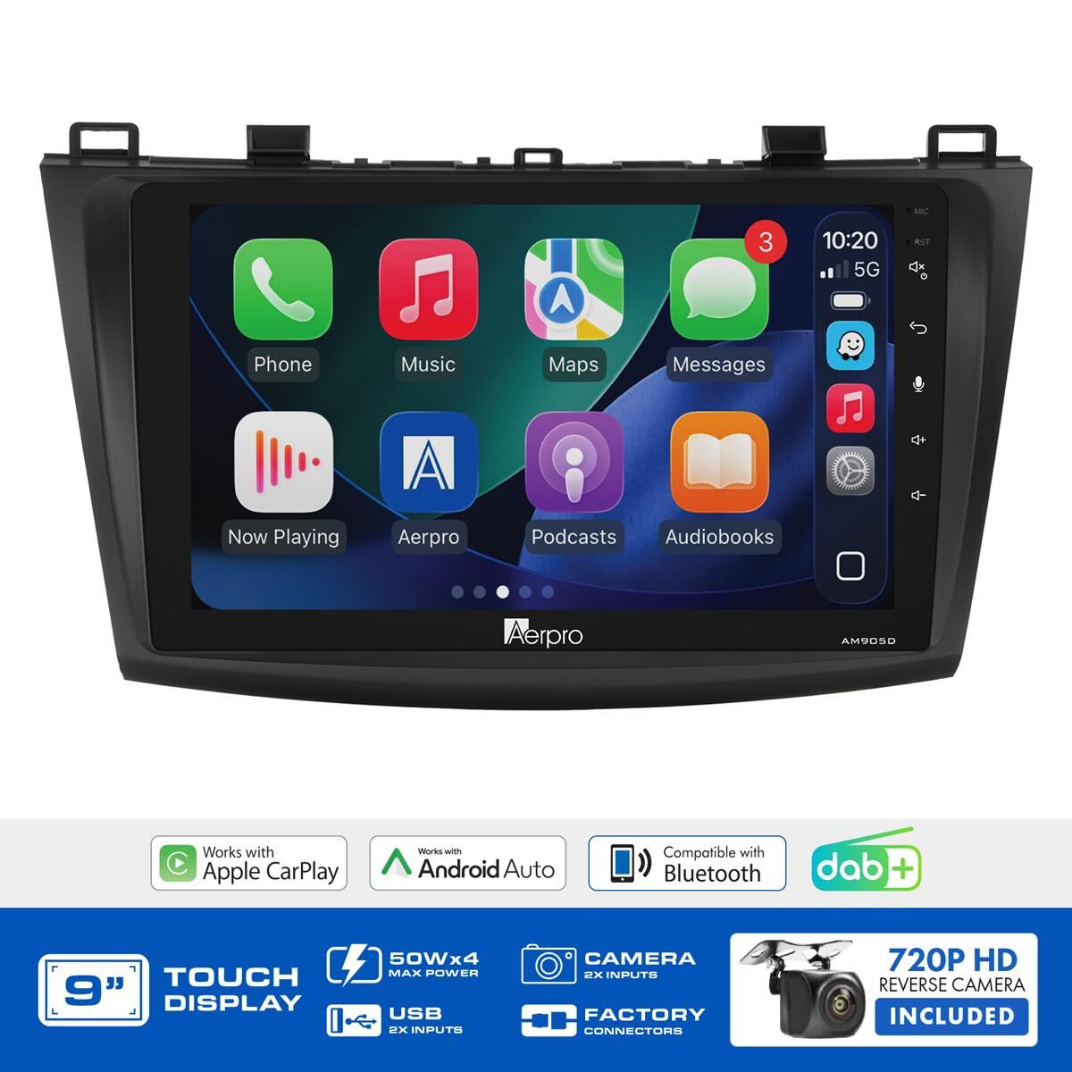 AERPRO 9" MULTIMEDIA RECEIVER HEAD UNIT KIT TO SUIT MAZDA 3 (2009-2013) - AMDMZ4, , scaau_hi-res