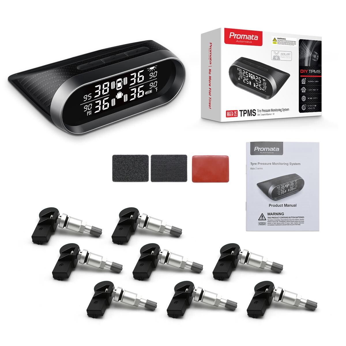 Promata Mata 2 EZsync Wireless Pairing Tyre Pressure Monitor - 8 Internal Sensors 10 Meters 10 Meters, , scaau_hi-res