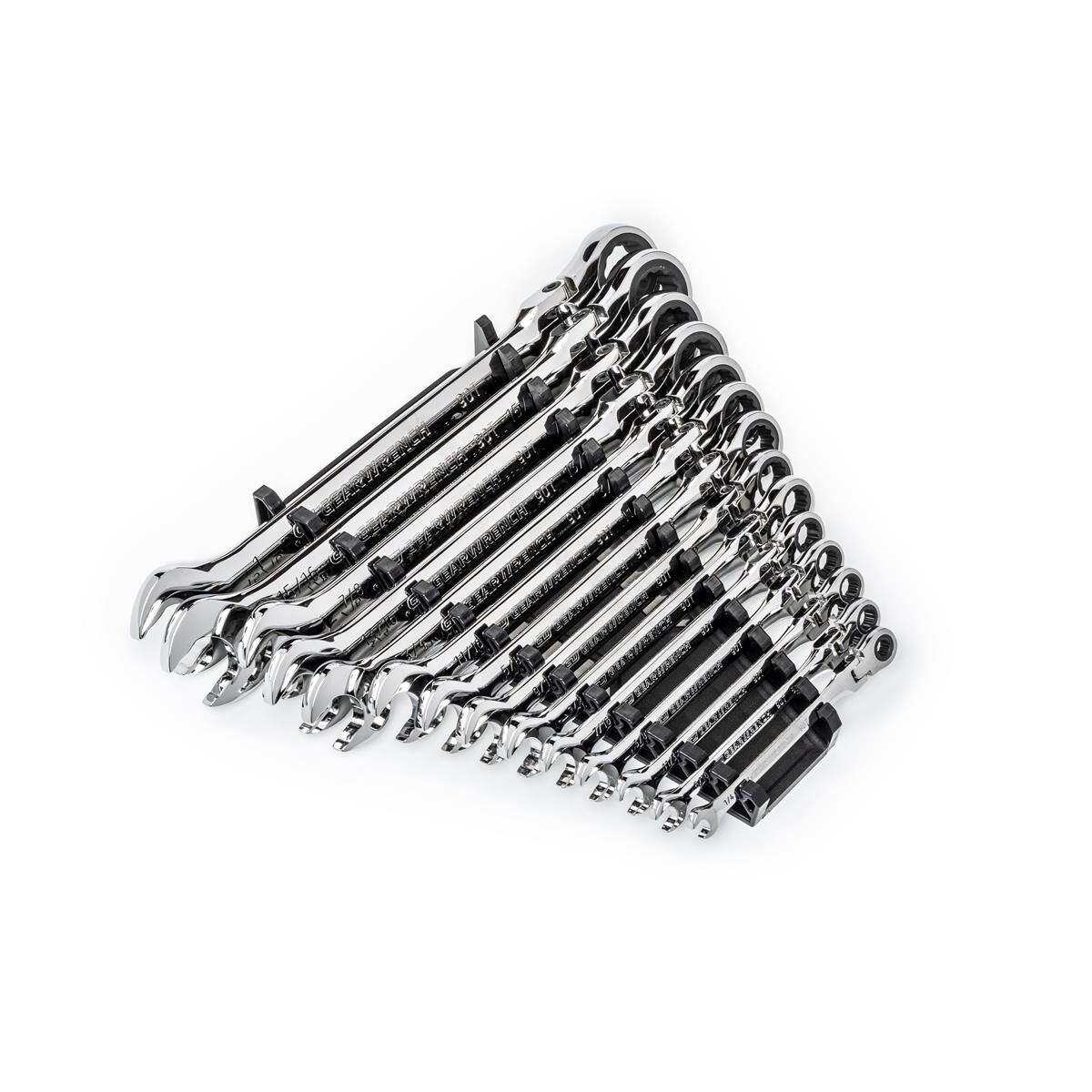 14 PIECE 90-TOOTH 12 POINT FLEX HEAD RATCHETING COMBINATION SAE WRENCH SET, , scaau_hi-res