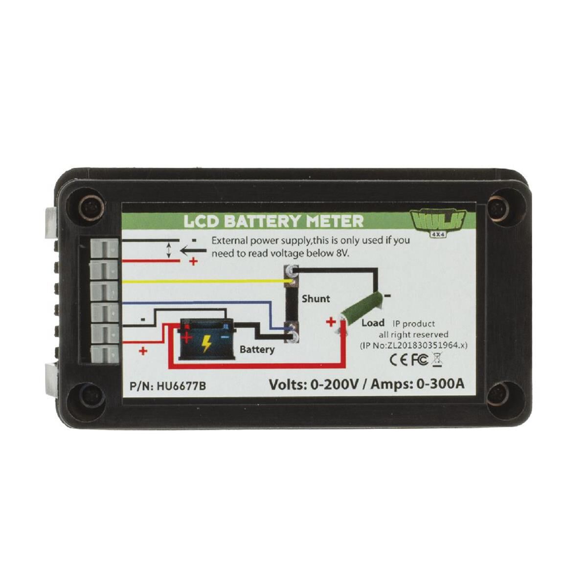 LCD BATTERY METER 200V 300amp DISCHARGE AMP CAPACITY ENERGY WITH SHUNT, , scaau_hi-res