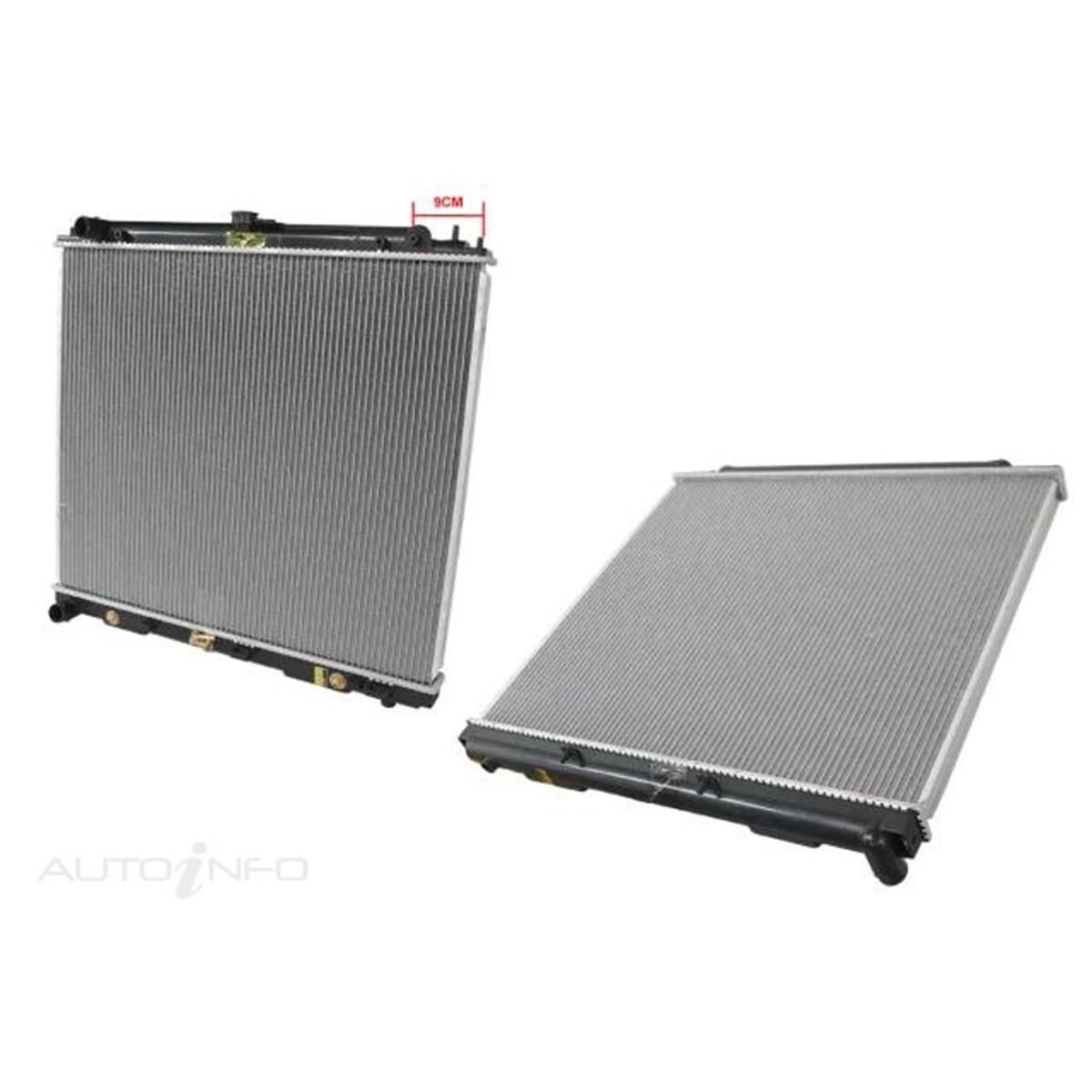 NISSAN NAVARA  D40  12/2005 ~ 2015  RADIATOR  SPAIN BUILT  2.5 LITRE INLINE 4 TURBO DIESEL AUTOMATIC- (YD25)  CORE SIZE: 600MM X 695MM X 32MM*MEASURE TANK TO TANK FIRST, THEN LENGTH & THICKNESS.  DISTANCE FROM RHS TOP LUG TO FAN BRACKET = 9CM, , scaau_hi-res