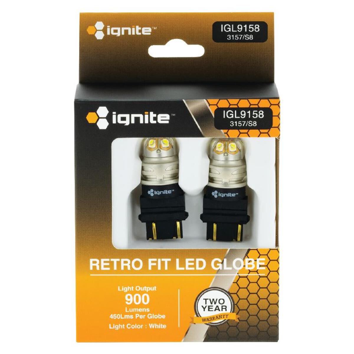 PKT 2 LED SIGNALLING GLOBE12/24v 3157 BASE WHITE900 LUMENS, , scaau_hi-res