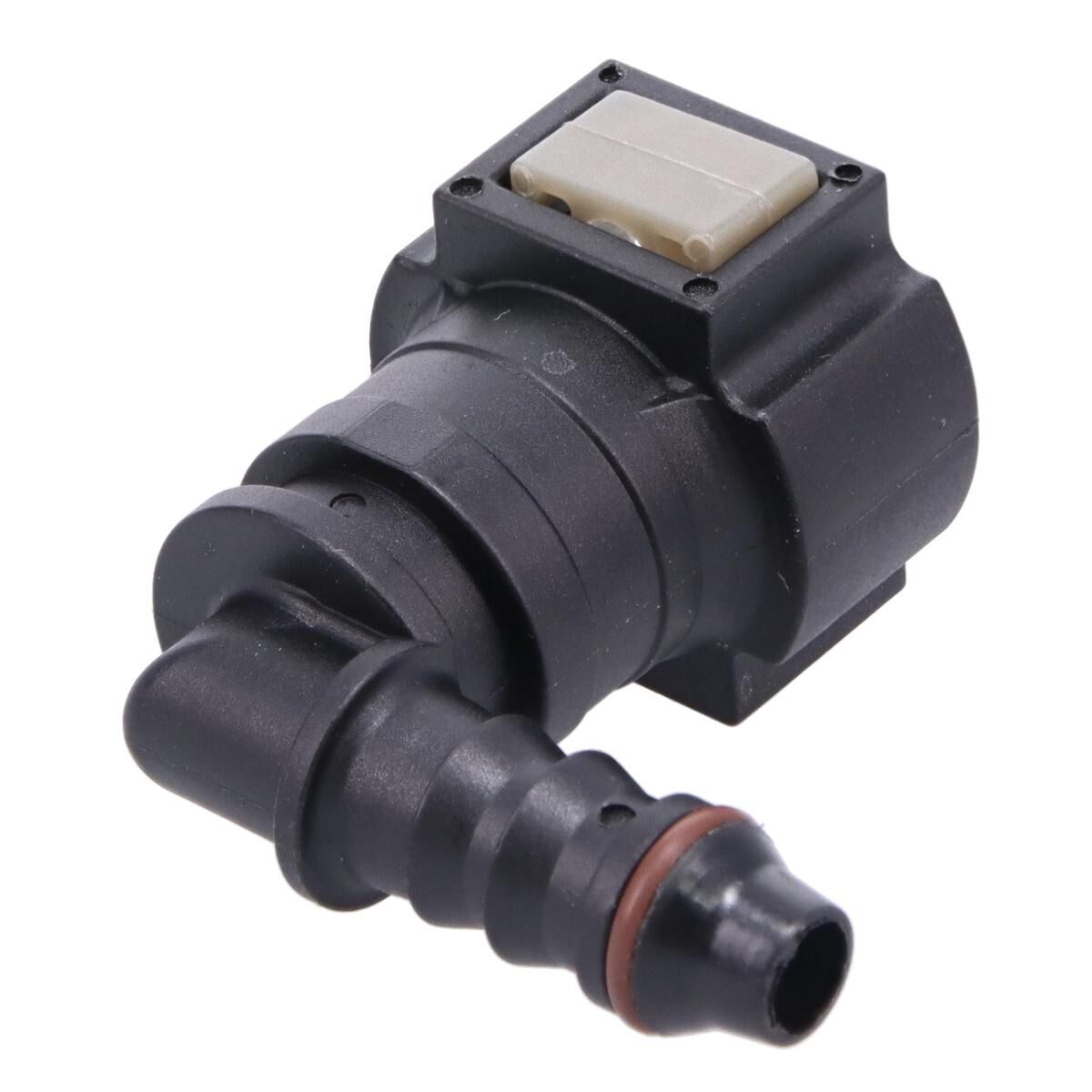 GM FEMALE EFI 90DEG ADAPTOR 3/8 TUBE TO 5/16 BARB PLASTIC, , scaau_hi-res