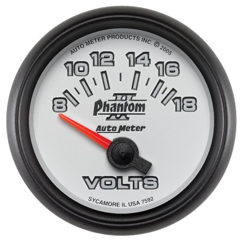 Autometer Phantom II Voltmeter 2 1/16 Inch, 8 18V, AU7592