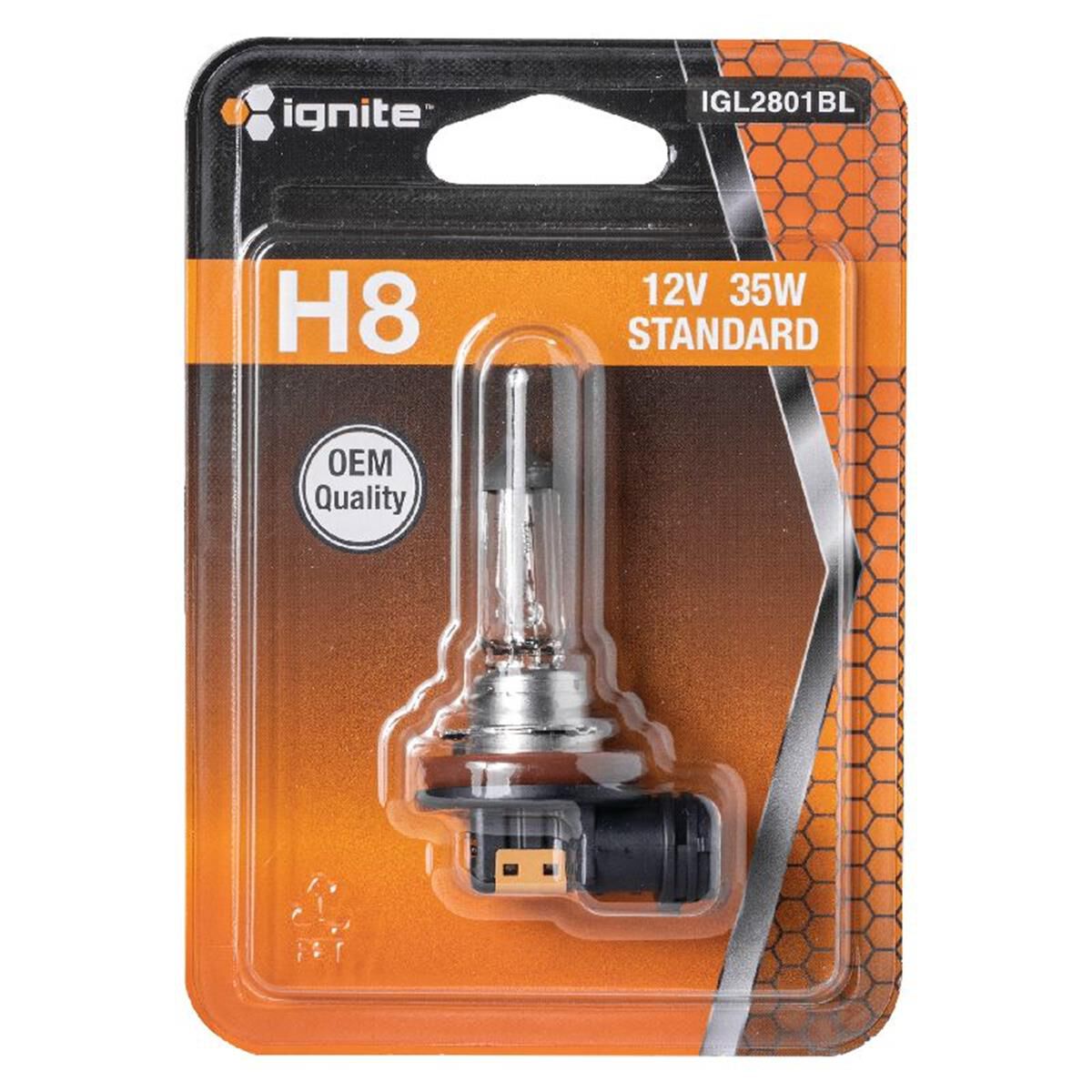 PKT 1 H8 HALOGEN GLOBE 12V35W PGJ1-1 BASE BLISTER, , scaau_hi-res